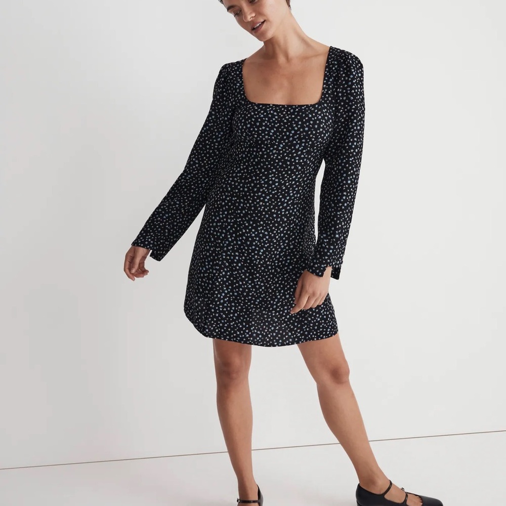 NWOT Madewell Seamed Long-Sleeve Mini Dress in Ditsy Floral